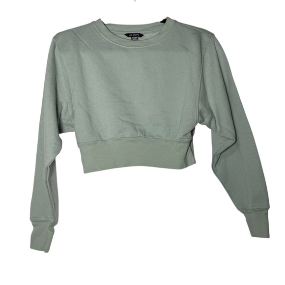 American Eagle Sage Green Cropped Crewneck Sweatshirt Size XS Super Soft Lounge - Picture 1 of 7